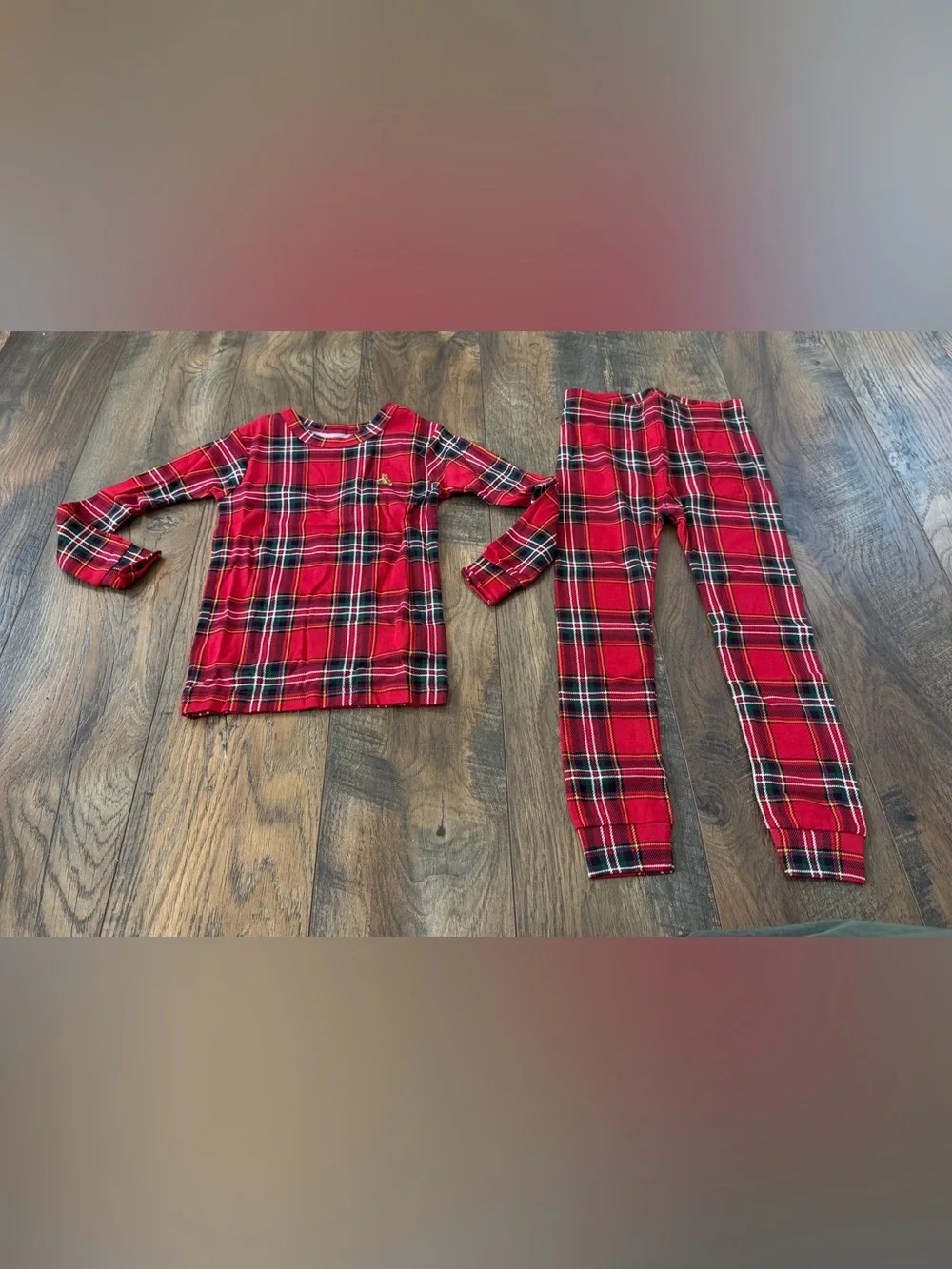 GAP Kids Organic Cotton Holiday Red Tartan Plaid Pajama Set, Size 4T, NEW